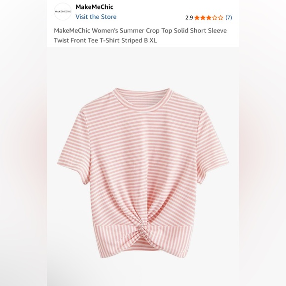 EUC MakeMeChic Pink Striped Cropped Top (XL) 👚 - Picture 4 of 4